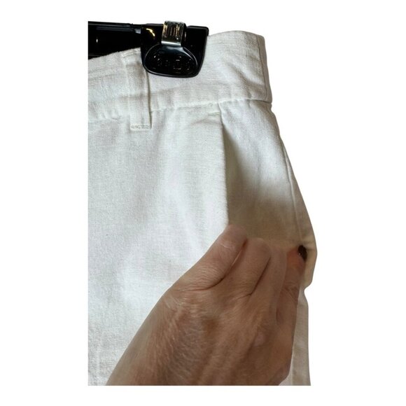 J Crew Shorts Women 10 White Linen Cotton Blend Scalloped Hem Preppy Vacation - Picture 5 of 9